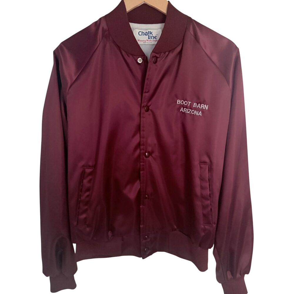 Chalk Line Burgundy Lined Graphic Jacket Nylon Collared Men's Medium